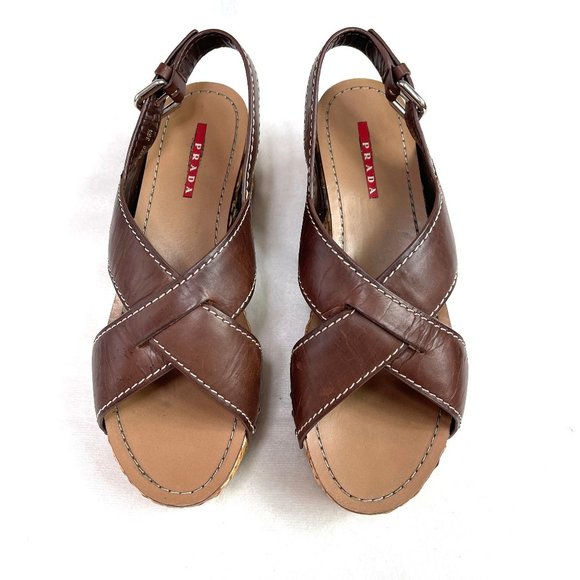 Authentic Prada Wicker Wedge Sandals 39,5 - Picture 8 of 10